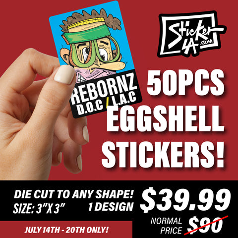 50PCS EGGSHELL STICKERS 3X3 INCHES FOR ONLY $39.99 (DEAL)