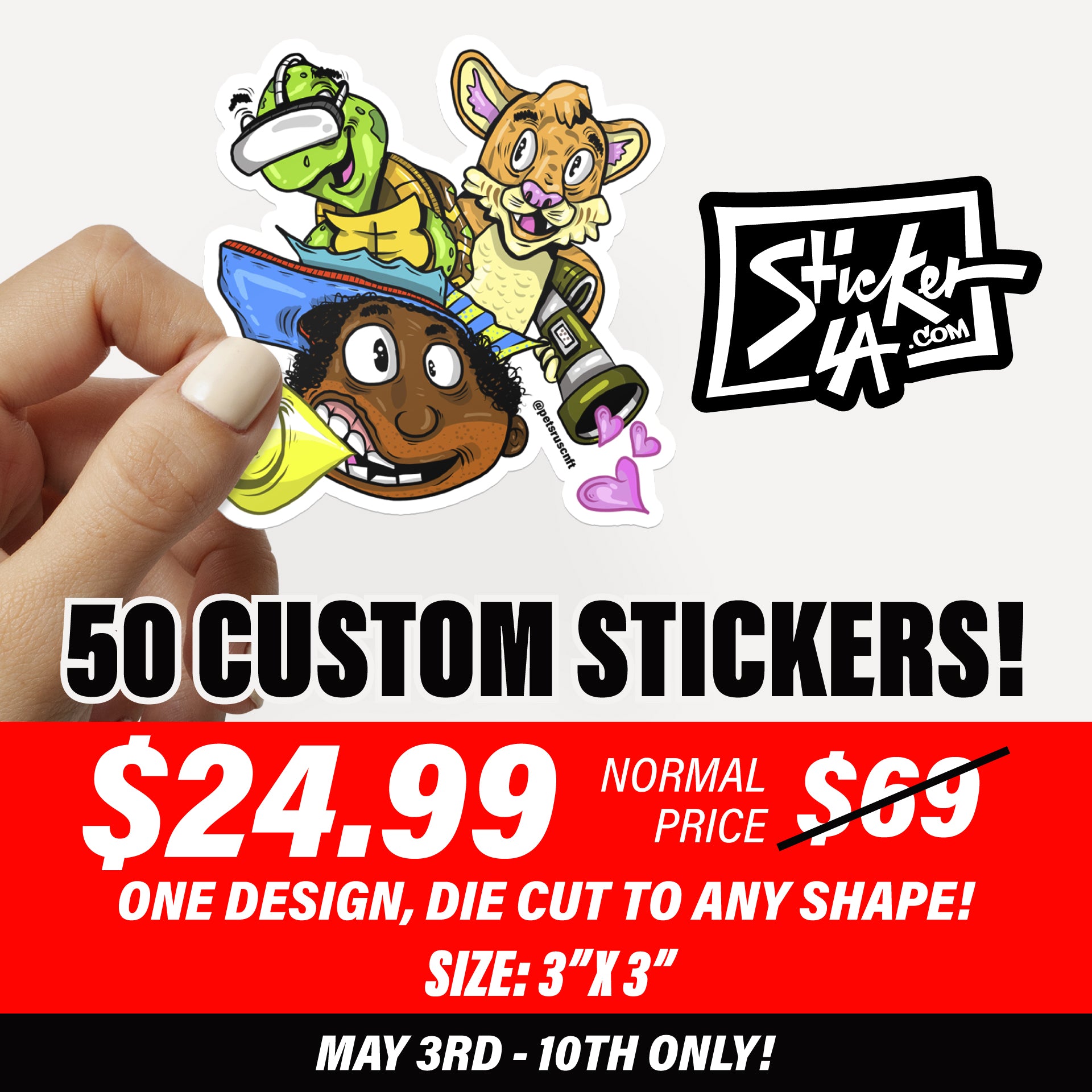 50PCS 3X3 INCHES FOR ONLY $24.99 (DEAL)